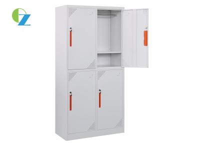 China Red Handle Steel Office Lockers Rust Proof 4 Door Metal Locker Cupboard For Gym for sale