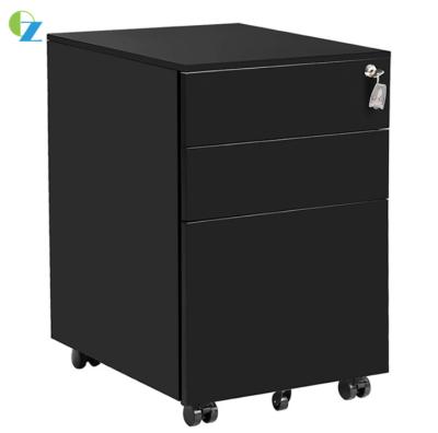 China Gabinete de fichero del cajón del negro tres del OEM con el cabinete de archivo de acero frío de la oficina móvil de la cerradura en venta