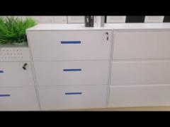 SPCC Material Lateral 3 Drawer Filing Cabinet Office Knocked Down 1085mm Height