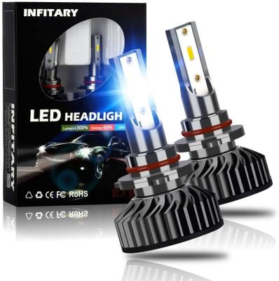 China Infitary-Headlamp 9005 HB3 LED ZES Chips 64W 6500K 8000LM Single Beam IP67 Waterproof 1 Pair 3.54 x 1.38 x 1.38 Inch Black for sale