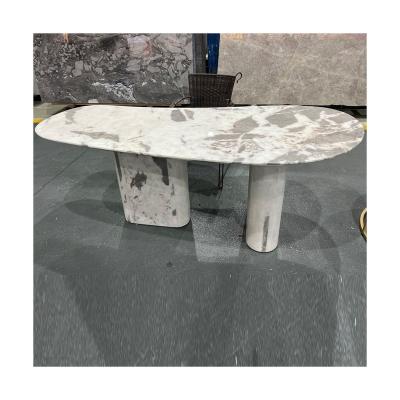 China Wholesale Modern Custom Natural Stone Cave Legs Metal Table Haiyang Coffee Table Square Stone Seating Dining Table for sale