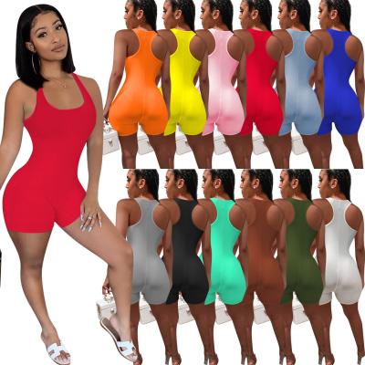 China Custom Logo QUICK DRY 2021 Colorful One Piece Jumpsuit Bodycon Women Summer Skinny Short Romper Clothing For Ladies for sale