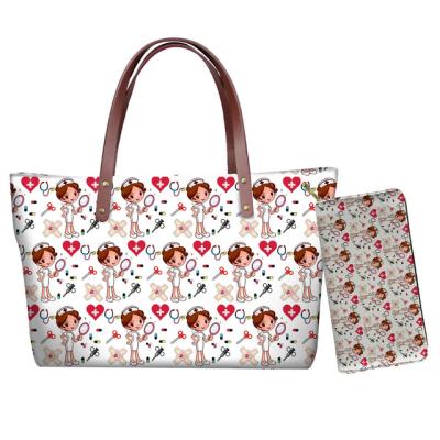 China Nurse Printed Lady Handbags Large Capacity Lightweight Cute Women Shoulder Bag Neoprene Toto Bag With Purses For Female for sale