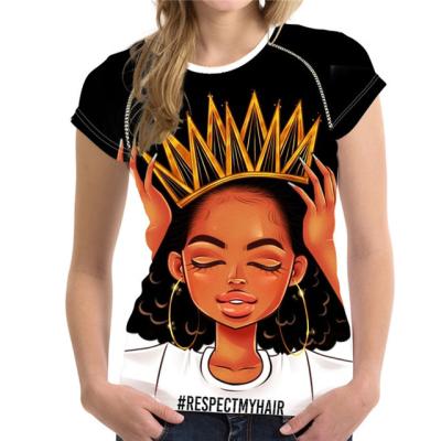 China Viable Feminist T-shirt Women Feminism Cartoon Blow Bubbles Black Afro Girl T-shirt Girls T-shirt Kawaii Magic Head 2020 for sale