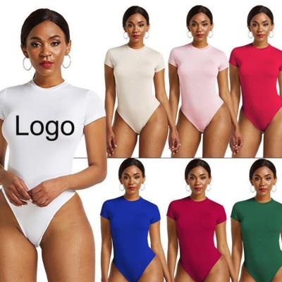 China 2021 Wholesale Breathable Casual Custom Made One-piece Logo Tops Women Bodysuits Summer Women T-shirts Overalls Undershirts for sale