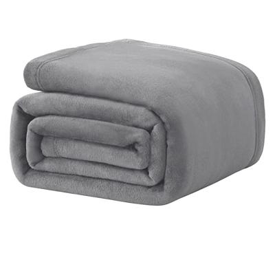 China Anti-Static Gray Super Soft Lightweight Microfiber Fleece Blanket Throw Flannel Covers Comfortable Luxury Plush Bed Blankets for sale