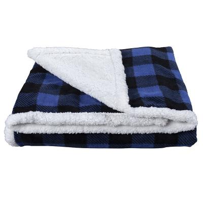 China Anti-Static Check Sherpa Fleece Throw Blanket Red Black Plaid Flannel Plush Warm Microfiber Blanket for sale