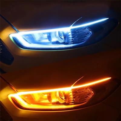 China 2pcs Car 12V LED DRL Waterproof Waterproof Strip Auto Headlight Turn Signal Brake Flow Daytime Running Light for sale