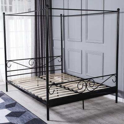 China Latest Metal Bed Frame Bedroom Furniture Queen Metal Canopy Convertible Bed for sale