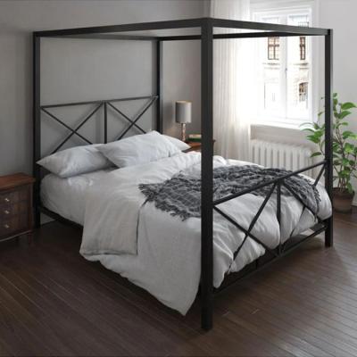 China Cheap 4 Poster Bed Frame Wrought Iron Platform 4 Queen Full Gold Four Poster Metal Canopy Beds Black White Twin King Size Canopy Bed View for sale