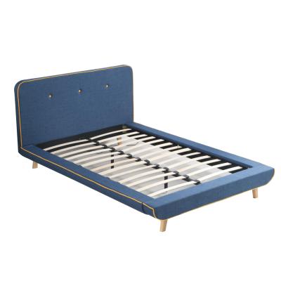 China Hot Design OEM Storage Bed Poplar Birch Slat Blue Hot Sale Fully Upholstered Beds for sale