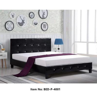 China P-4001 Easy Assembly Bed Room Furniture New Modern Black Leather Bed Upholstered Bed Frame for sale