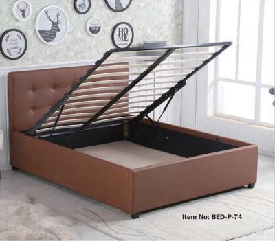 China P-74 Storage Gas Lift And Double View High Hydraulic Modern Leather Bed Storage Bed for sale