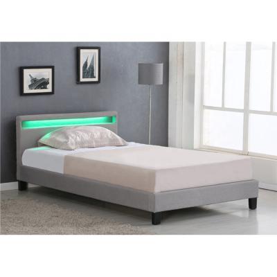 China Modern Design Home Furniture Soft Waist Double Bed Leather Bed With LED Light for sale