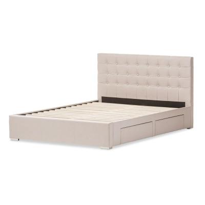 China Soft Bed Upholstered Storage Queen Size Bed Frame Button Tuffed Fabric Bed With Drawers for sale