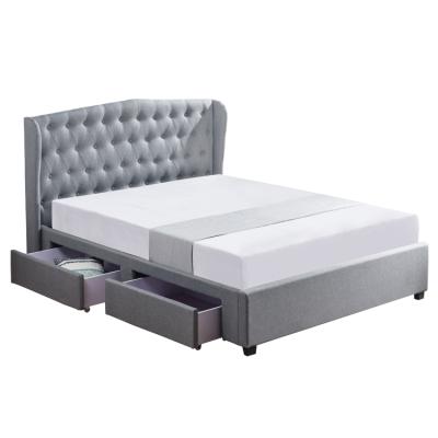 China New Design Bed Soft Modern Storage Bed Queen Size Upholstered Fabric Bed With Drawers for sale