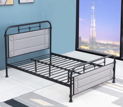 China China Factory Furniture Easy Factory Furniture Bedroom Assembly Normal Strong Single Metal Bed Frame With Upholstery Headboard for sale