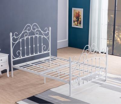 China Easy Assembly Modern Design Metal Single Bed Beautiful Strong Steel Frame With Headboard for sale