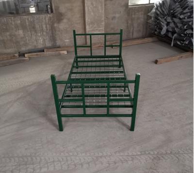 China Green Easy Assembly Easy Assembly Metal Single Bed Strong Military Heavy Steel Frame for sale