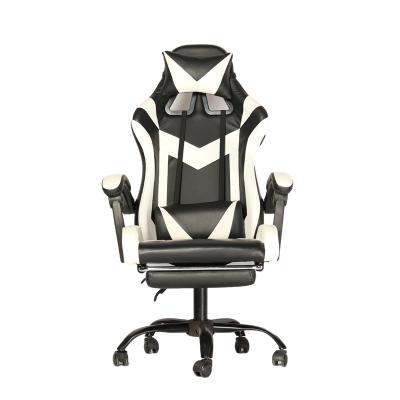 China 2021 Swivel Adjustable (Height) PU Leather Adjustable Office Lift Swivel Racing Chair Computer Gaming Chair With Footrest for sale