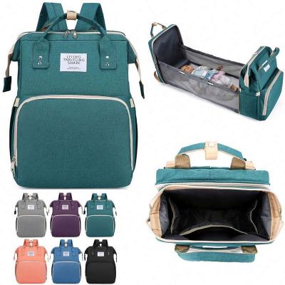 China With USB Customized Waterproof Maternity Mum Diaper Bags Foldable Baby Diaper Bag Backpack Bed With Changing Station for sale