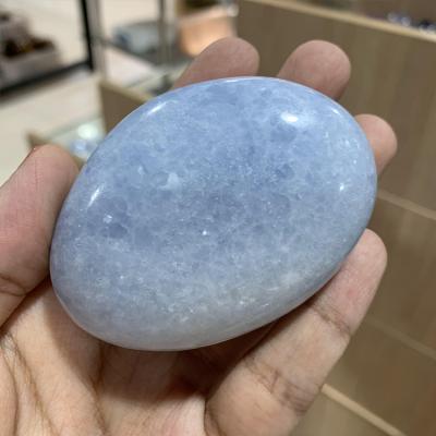 China Wholesale High Quality Natural Stone Crystal Polished Blue Calcite Palm Healing Gemstone From China for sale