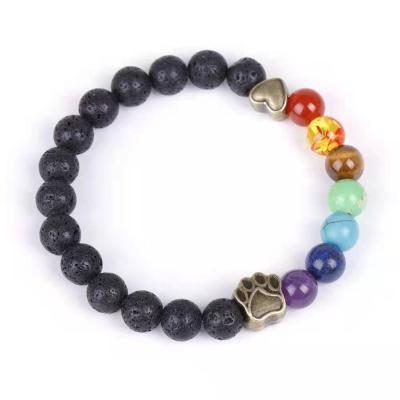 China The Other Real Stone Bracelet Wholesale Paw Heart Buddha Yoga Jewelry 7 Chakras Bracelet Dog for sale