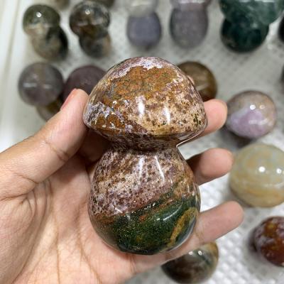 China China Wholesale High Quality Natural Crystals Carving Polished Ocean Jasper Mushroom for sale