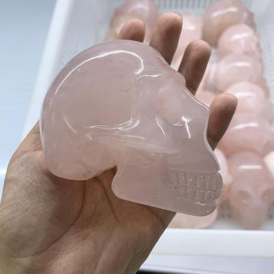 China China Wholesale Polished Natural Gem Rose Quartz Healing Rose Quartz Crystal Skulls for sale