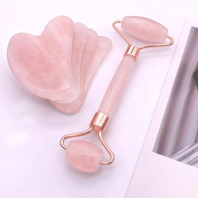 China China wholesale high quality crystal rose quartz gua sha aventurine roller GUS sha set for massage for sale