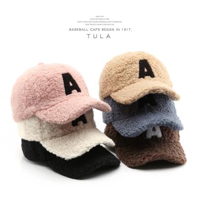 China Wool COMMON Fashion Letter A Women Warm Fur Baseball Cap For Winter for sale