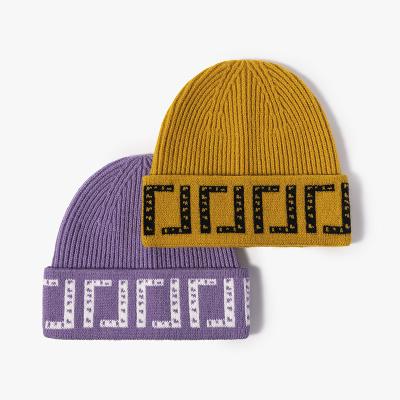 China Fashion COMMON High Quality Winter Letter Women Outdoor Men Knitted Hats for sale