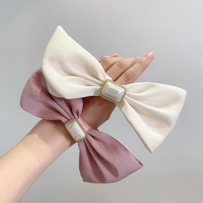 China Cloth Women Love Simple Solid Color Bow Ribbon Large Hair Tie for sale