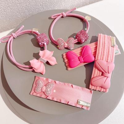 China Cut Girl 2022 Korean Pink Bow Rhinestone Hits Clip for sale