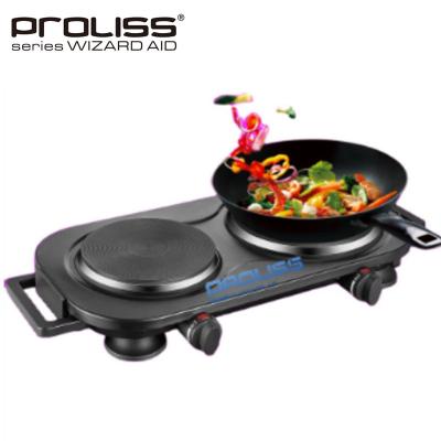 China PROLISS OEM Home Fried Kitchen Appliance Cooking Portable Double Hot Plate with 2 Burner Stove for Family Cooking for sale