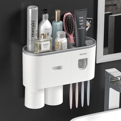 China Multifunctional Plastic Modern Bathroom Storage Rack Toothbrush Holder Rack Shelf for sale