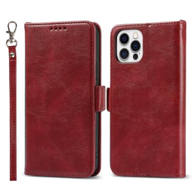 China 2021 Retro Anti-fall New Arrival PU Leather Case With Magnetic Cases Business Card Leather Wallet For Mobile Phone Protective Case for sale