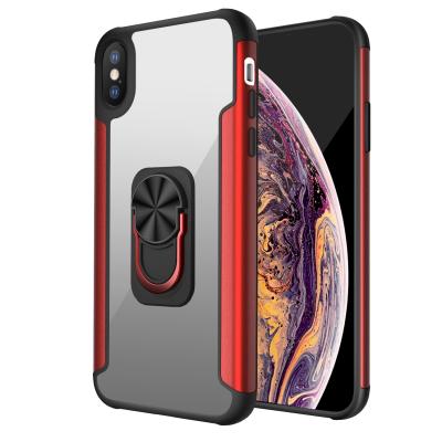 China 2021 New Fashion Anti-fall Cheap Dropshipping Free PC +TPU + Metal Shockproof Protective Case With Ring Holder For iPhone XS Max for sale