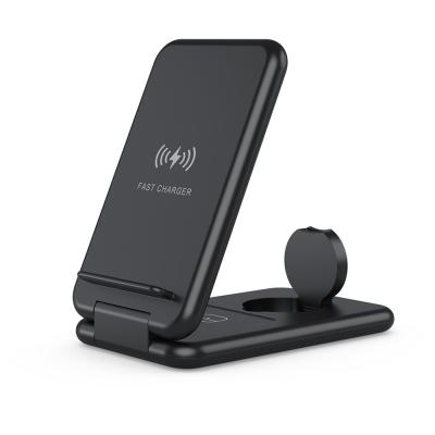 China Qi Smart Mobile Phone 15W Fast Foldable 3 in 1 Wireless Charger Stand for iPhone 3 in 1 Wireless Charging Dock Dock for Apple Watch for AirPods for sale