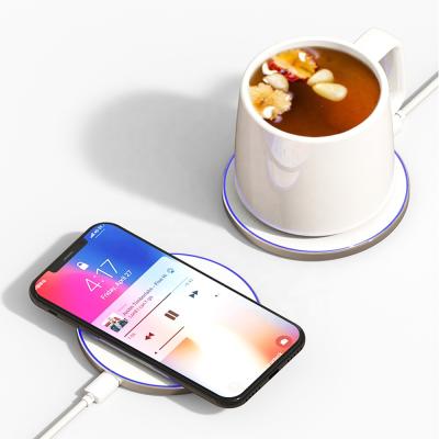 China 2021 Cell Phone Gift Warmer Sale Ceramic Custom Coffee Mug with Spoon with Wireless Charger Coffee Cup Coffee Mug Warmer for Home and Office for sale