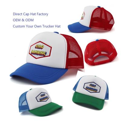 China JOINT Custom Wholesale Embroidery Patch Toddler 5 Panel Neon Trucker Hat for sale