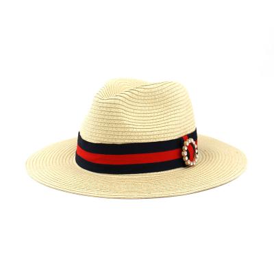 China Custom Paper Hat TWS210813 Straw Fedora Hat Beach Hats For Women Classic Straw Summer Straw Hat Breathable Custom Made for sale