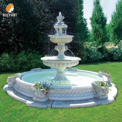 China Garden Classic Custom Design Large Outdoor Single Natural Stone 2 Tier White Marble Water Fountain for sale