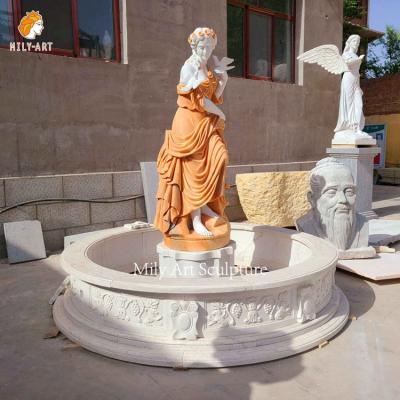 China Wholesale Custom Large Marble Lady Classic Statue Water Fountain Sculpt For Backyard for sale