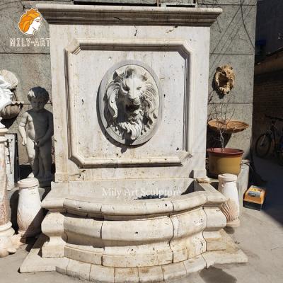 China Custom Classic Hot Sale Marble Statue Lion Head Wall Fountain For Antique Hotel Garden for sale