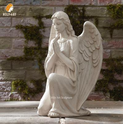 China EUROPEAN Handcaved Outdoor Sculpture Angel Pray Marble Statue Stone Decoration for sale