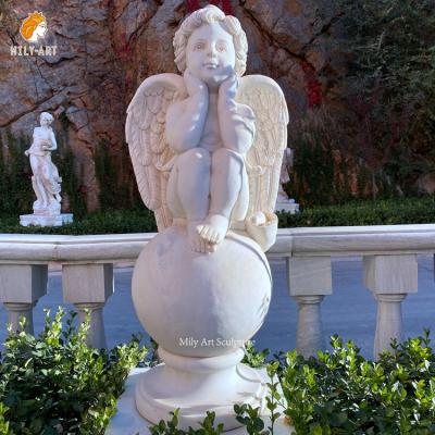 China EUROPEAN Life Size Professional Carved Angel Sculpture Cherub Marble Statues for sale