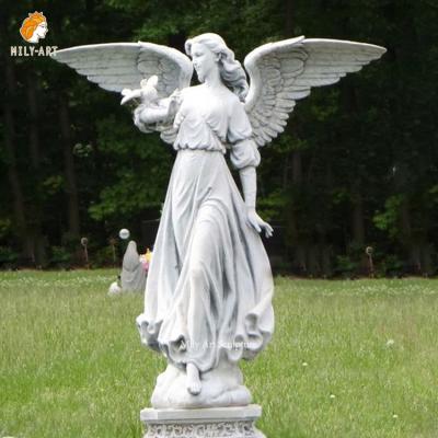 China Famous Natural Stone EUROPEAN Life Size Hand Carved Guardian Angels Sculpture Marble Garden Figure Statue for sale