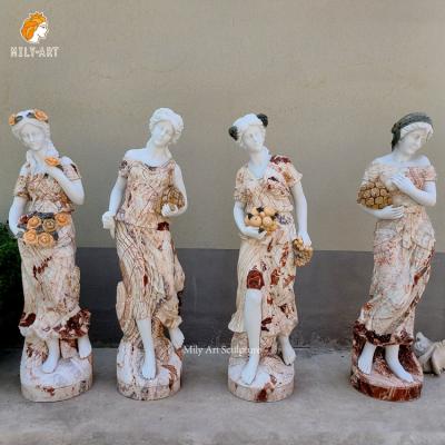 China Customized Four Seasons EUROPEAN Life Size Red Marble Statues Of Big Famous Stone Sculpture High Quality For Outdoor for sale