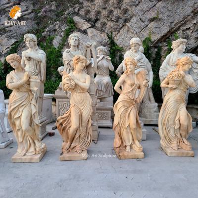 China EUROPEAN Customized Life Size Marble Statue Natural Beige Garden Stone Goddess Four Seasons Sculptures For Community for sale